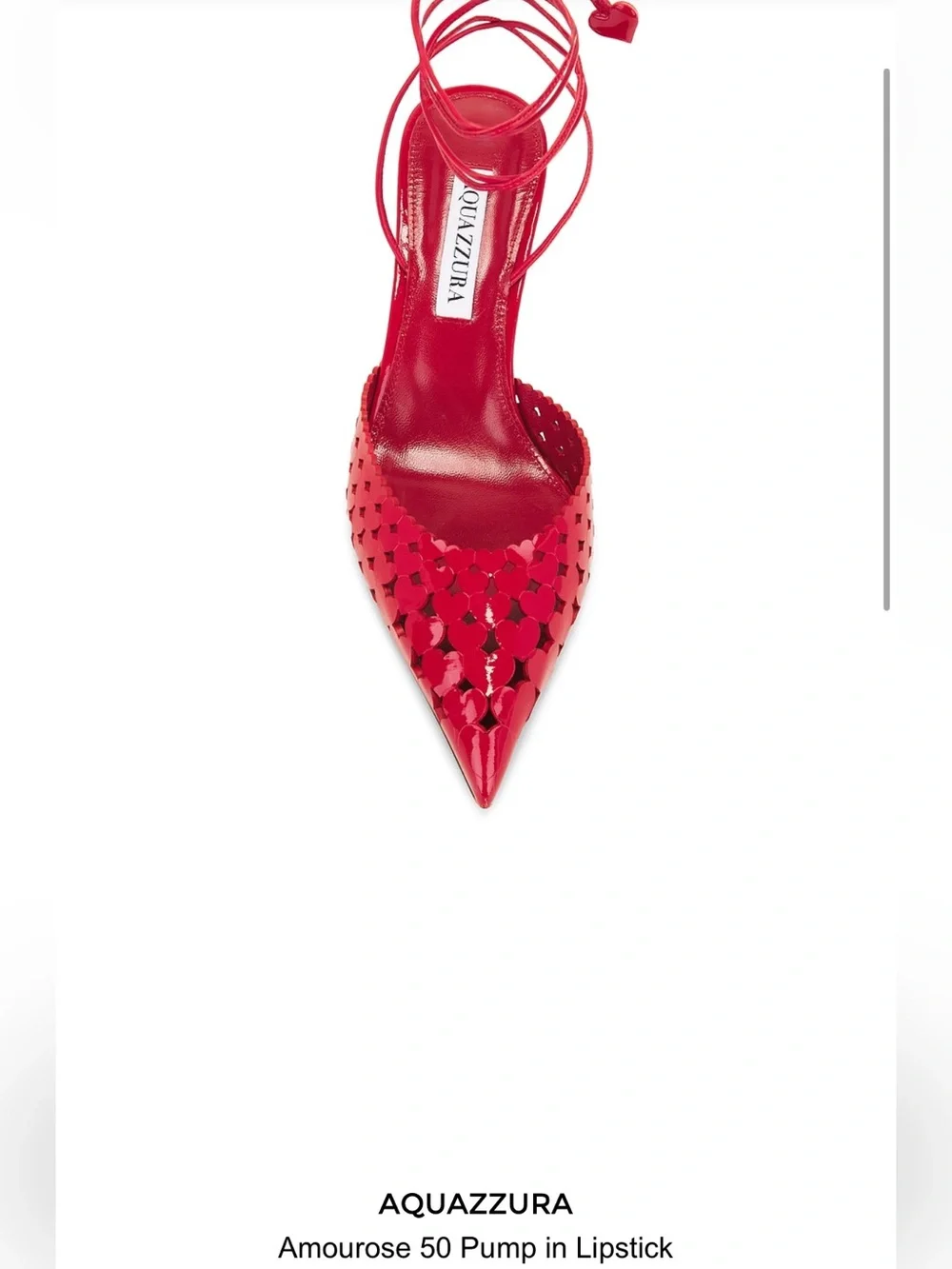 Aquazzura Lipstick Red Amorouse 50 Pointed Kitten Heel with Ankle Wrap (39)